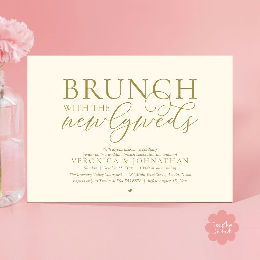 Brunch met de pasgetrouwden, Gele Gouden Bruiloft Kaart