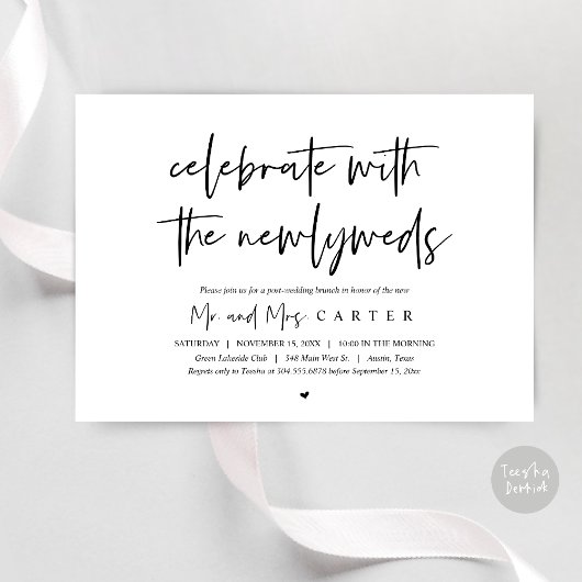Brunch met de pasgetrouwden, na de bruiloft uitnod kaart