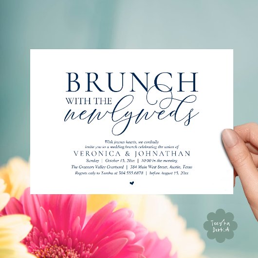Brunch met de pasgetrouwden, Navy Blue Bruiloft Kaart