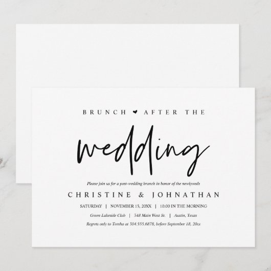 Brunch met de pasgetrouwden, uitnodiging na de bru (Voorkant / Achterkant)