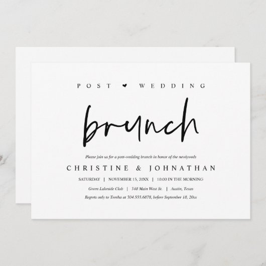 Brunch met de pasgetrouwden, uitnodiging na de bru (Voorkant / Achterkant)