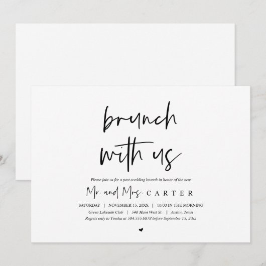 Brunch met de pasgetrouwden, uitnodiging na de bru (Voorkant / Achterkant)