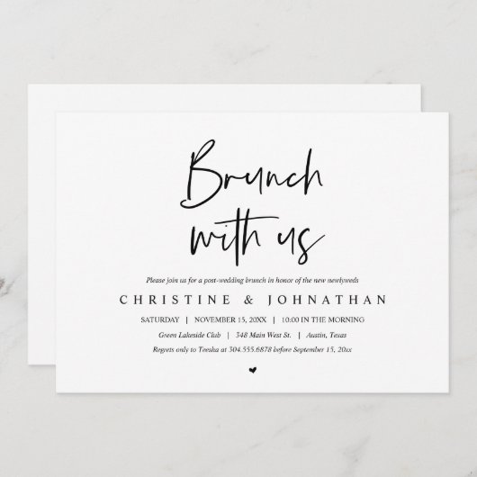 Brunch met de pasgetrouwden, uitnodiging na de bru (Voorkant / Achterkant)
