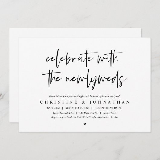 Brunch met de pasgetrouwden, uitnodiging na de bru (Voorkant / Achterkant)
