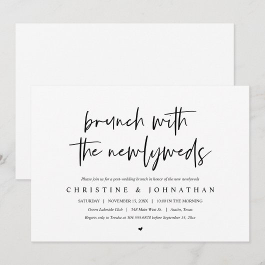 Brunch met de pasgetrouwden, uitnodiging na de bru (Voorkant / Achterkant)