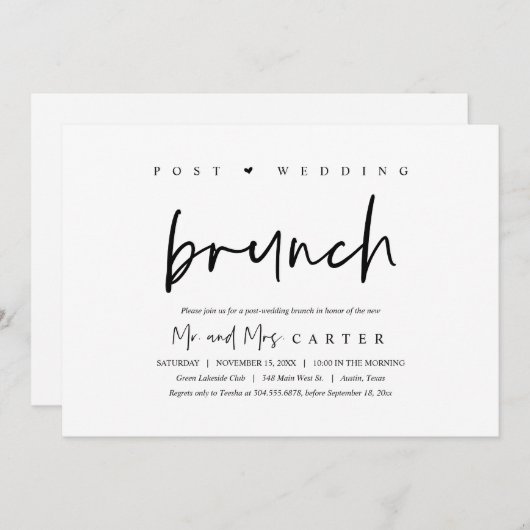 Brunch met de pasgetrouwden, uitnodiging na de bru (Voorkant / Achterkant)
