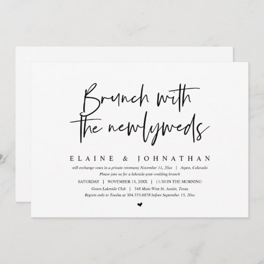 Brunch met de Passen getrouwd, Bruiloft Elopement Kaart (Voorkant / Achterkant)