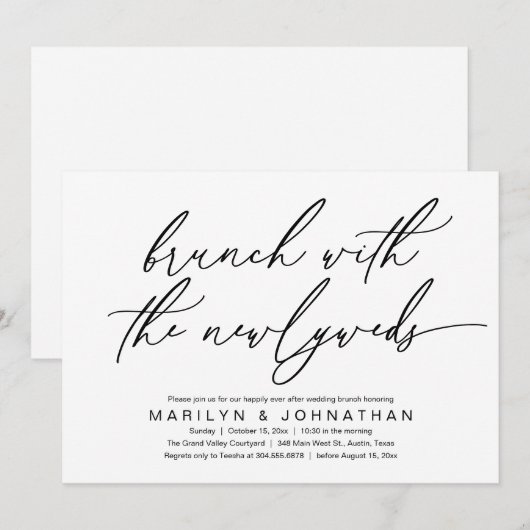 Brunch met de Passen getrouwd, post bruiloft viere Kaart (Voorkant / Achterkant)