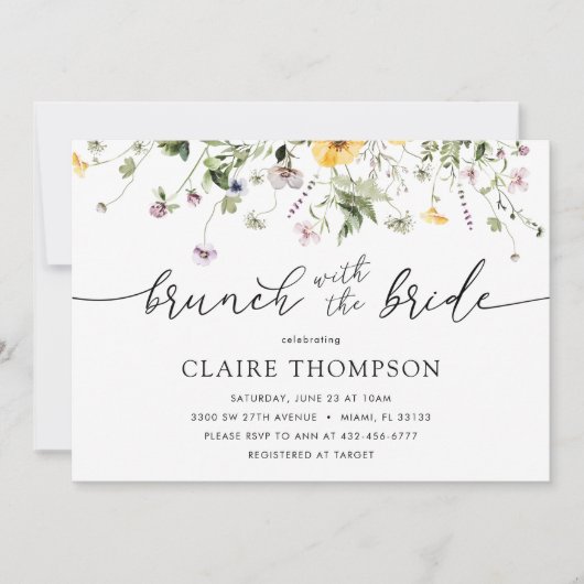 Brunch met de uitnodiging van de Bride Wildflower (Voorkant)