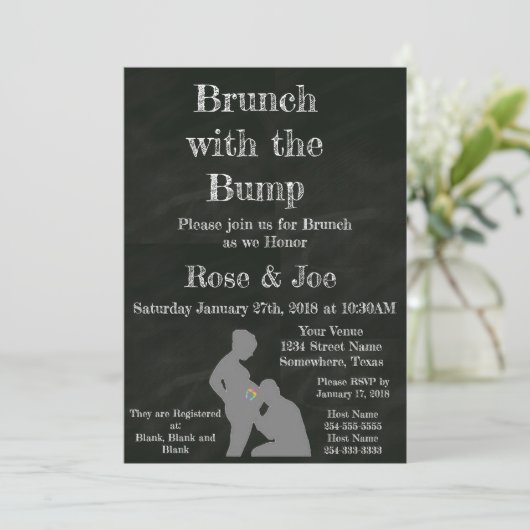 Brunch met het balkbord kaart (Staand voorkant)