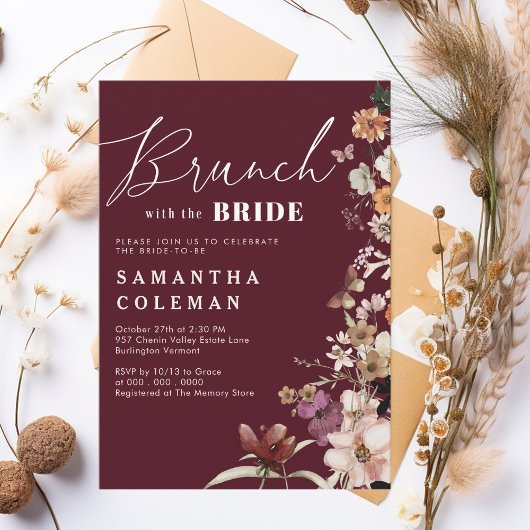 Brunch met het Bride Elegant Script Vrijgezellenfe Kaart