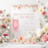 Brunch met het Bride Pink Bow Vrijgezellenfeest Acryl Uitnodigingen