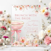 Brunch met het Bride Pink Bow Vrijgezellenfeest Acryl Uitnodigingen