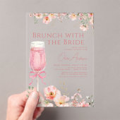 Brunch met het Bride Pink Bow Vrijgezellenfeest Acryl Uitnodigingen (Insitu (Draagbaar))