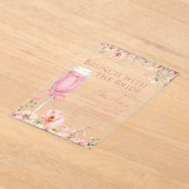 Brunch met het Bride Pink Bow Vrijgezellenfeest Acryl Uitnodigingen (Laagn)