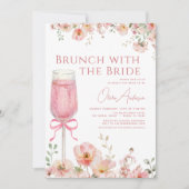 Brunch met het Bride Pink Bow Vrijgezellenfeest Kaart (Voorkant)