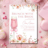 Brunch met het Bride Pink Bow Vrijgezellenfeest Kaart