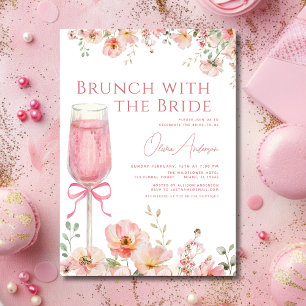 Brunch met het Bride Pink Bow Vrijgezellenfeest Kaart