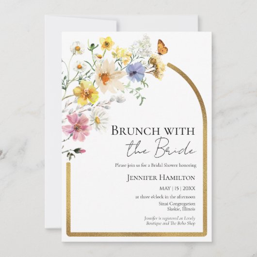 Brunch met het Bride Wildflower Vrijgezellenfeest Kaart (Voorkant)