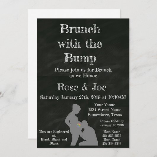 Brunch met het Bump krijtbord Kaart (Voorkant / Achterkant)