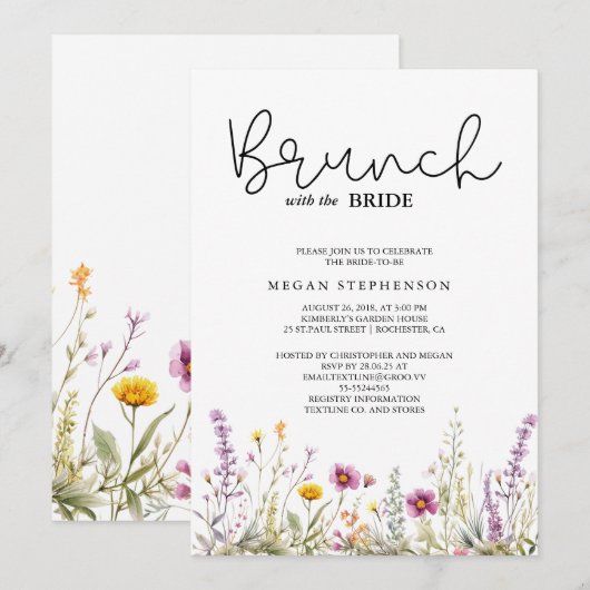 Brunch met het Vrijgezellenfeest Bride Gold Greene Kaart (Voorkant / Achterkant)