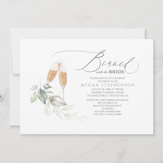 Brunch met het Vrijgezellenfeest Bride Gold Greene Kaart (Voorkant)