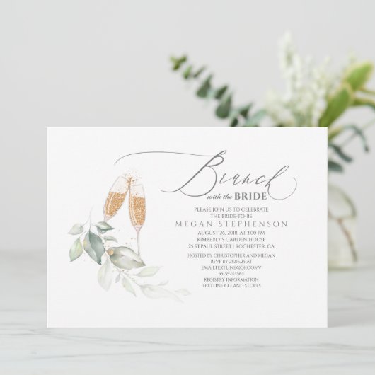Brunch met het Vrijgezellenfeest Bride Gold Greene Kaart (Staand voorkant)