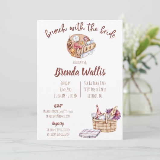 Brunch met het Vrijgezellenfeest Bride Kaart (Staand voorkant)