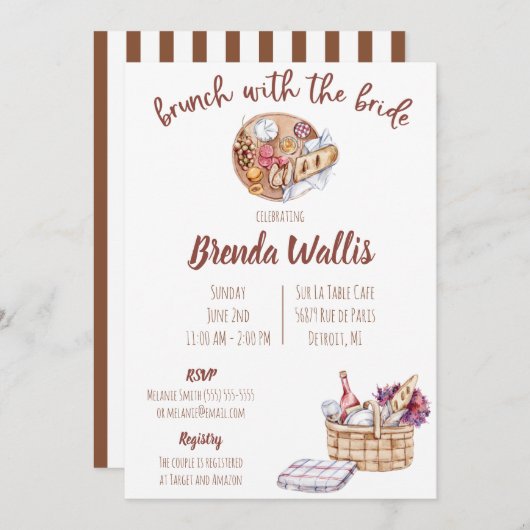 Brunch met het Vrijgezellenfeest Bride Kaart (Voorkant / Achterkant)