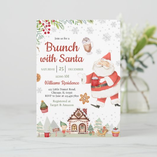 Brunch met kerstfeest kaart (Staand voorkant)