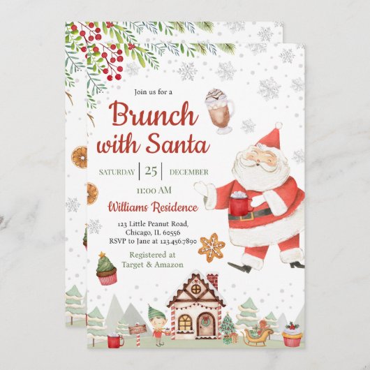 Brunch met kerstfeest kaart (Voorkant / Achterkant)