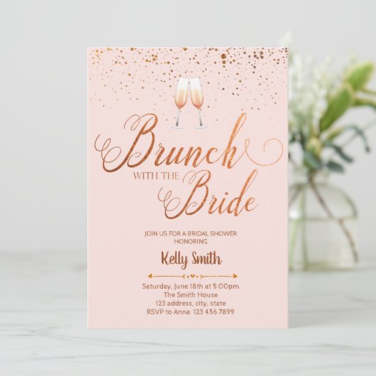 Brunch met uitnodiging voor bruidsbladgoud (Staand voorkant)