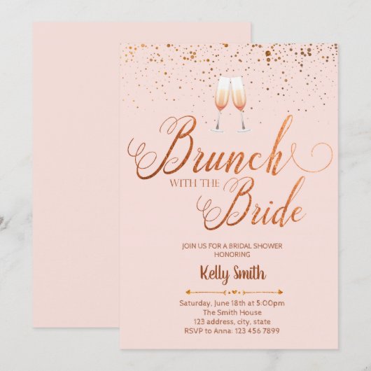 Brunch met uitnodiging voor bruidsbladgoud (Voorkant / Achterkant)