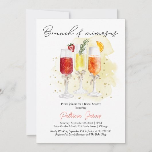 Brunch & Mimosas Cocktail Vrijgezellenfeest Kaart (Voorkant)