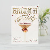 Brunch & Mousserende Wijn Goud Rode Herfst Bruidsd Kaart (Staand voorkant)