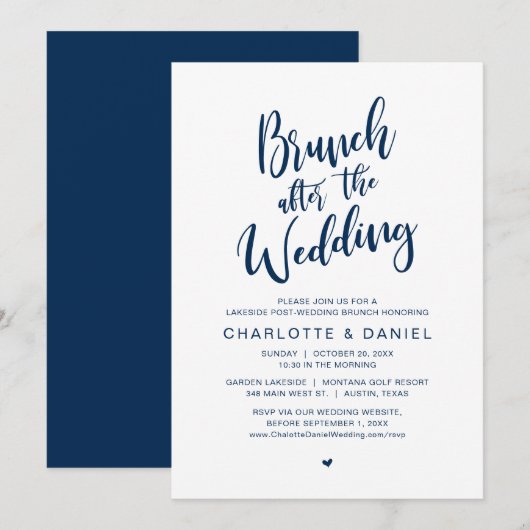 Brunch na de bruiloft, Elopement viering Kaart (Voorkant / Achterkant)