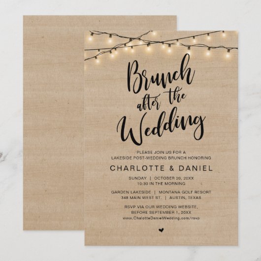 Brunch na de bruiloft, Elopement viering Kaart (Voorkant / Achterkant)