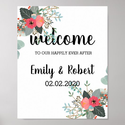 Brunch of waterverf leaf Foliage Wedding Poster (Voorkant)