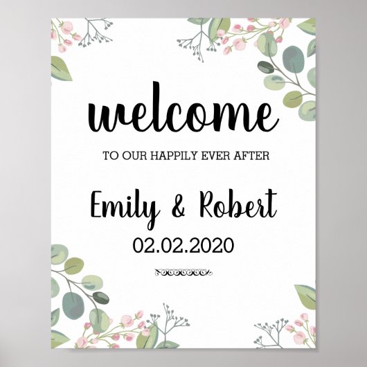 Brunch of waterverf leaf Foliage Wedding Poster (Voorkant)