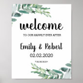 Brunch of waterverf leaf Foliage Wedding Poster (Voorkant)