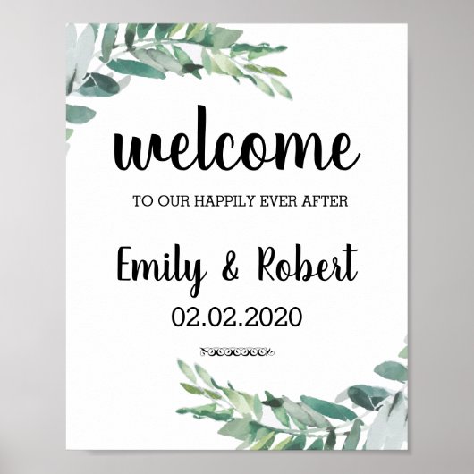 Brunch of waterverf leaf Foliage Wedding Poster (Voorkant)