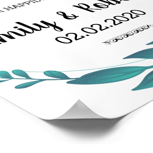 Brunch of waterverf leaf Foliage Wedding Poster (Hoek)