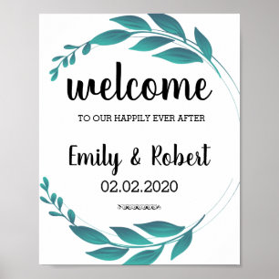 Brunch of waterverf leaf Foliage Wedding Poster