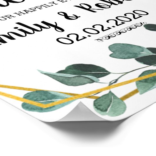 Brunch of waterverf leaf Foliage Wedding Poster (Hoek)