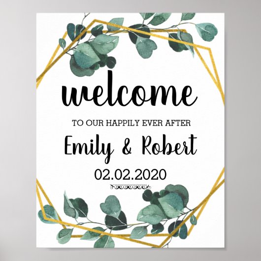 Brunch of waterverf leaf Foliage Wedding Poster (Voorkant)