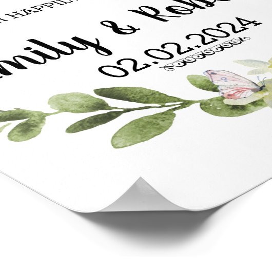 Brunch of waterverf leaf Foliage Wedding Poster (Hoek)