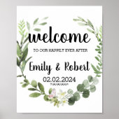 Brunch of waterverf leaf Foliage Wedding Poster (Voorkant)