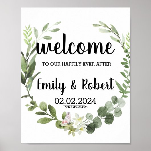 Brunch of waterverf leaf Foliage Wedding Poster (Voorkant)