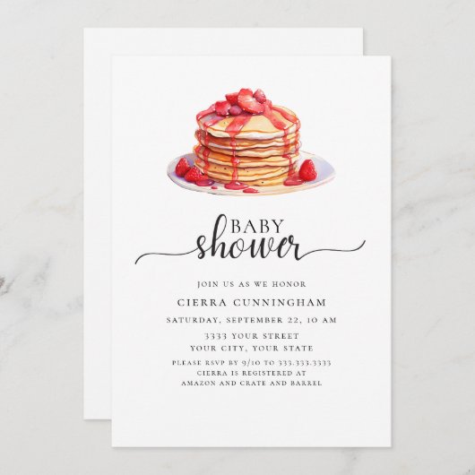 Brunch Pancake Baby shower Uitnodiging (Voorkant / Achterkant)