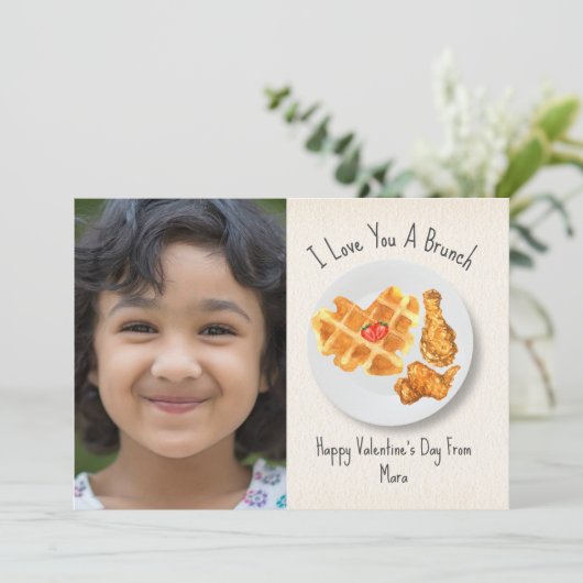 Brunch Pun Waffle Classroom Valentijn Foto Kaart (Staand voorkant)